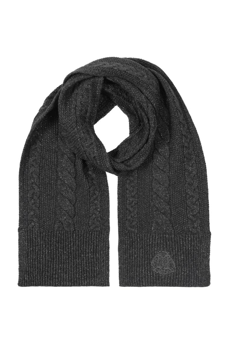 metallic direct embroidery cable scarf, Main, color, onyx heather