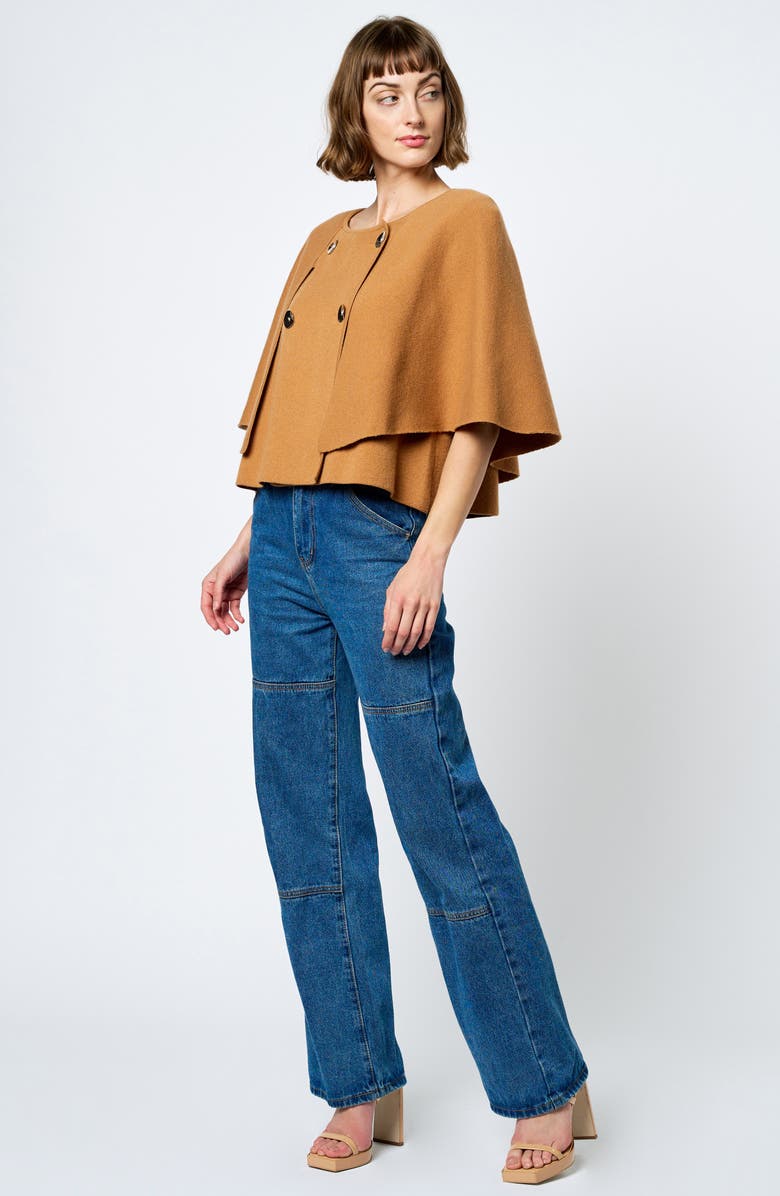 CIEBON Fanny Double Breasted Crop Top, Alternate, color, Brown