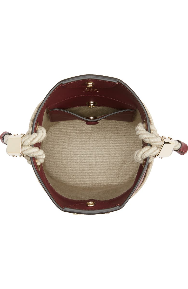 Chloé Key Small Linen & Leather Bucket Bag, Alternate, color,