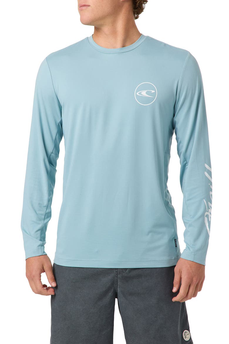 Logo UPF Long Sleeve Performance Graphic T-Shirt, Main, color, STONE BLUE