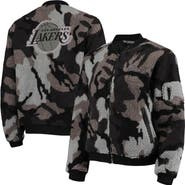 THE WILD COLLECTIVE Women's The Wild Collective Black Los Angeles Lakers Camo Sherpa Full-Zip Bomber Jacket