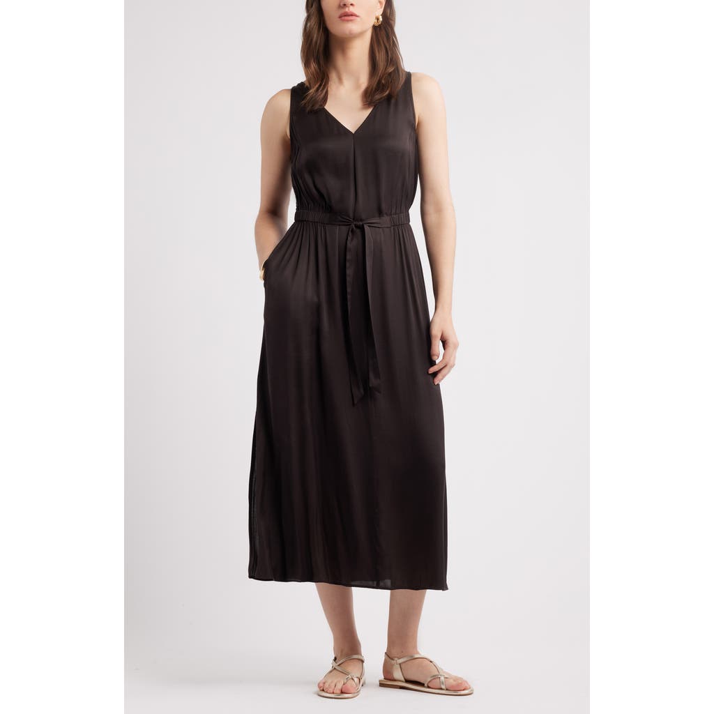 Nordstrom Sleeveless Midi Dress In Brown Ganache