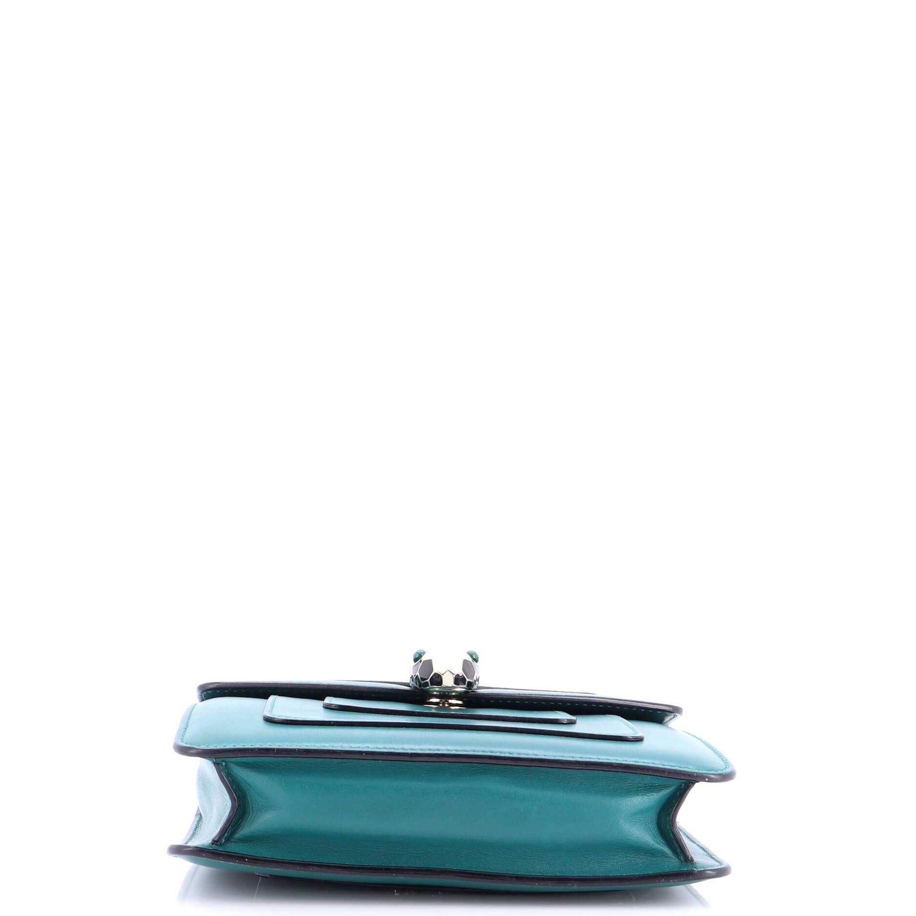 Serpenti Forever Square Shoulder Bag Leather Small, Alternate, color, Green