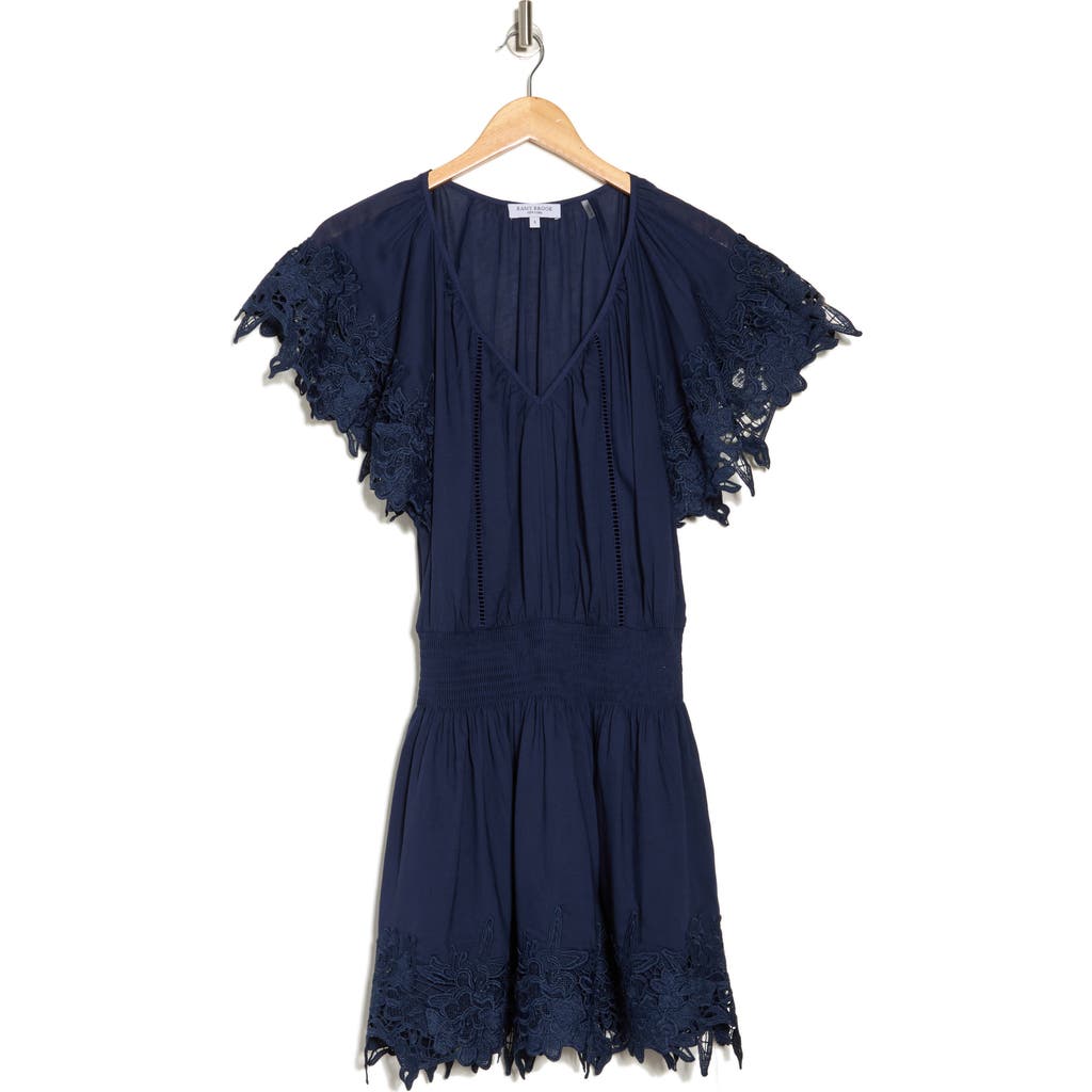 Ramy Brook Jacy Lace Trim Short Sleeve Dress In Blue