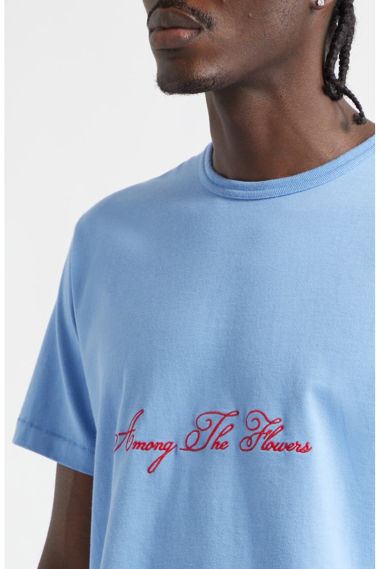 Among the Flowers Embroidered T-Shirt, Alternate, color, PALE BLUE