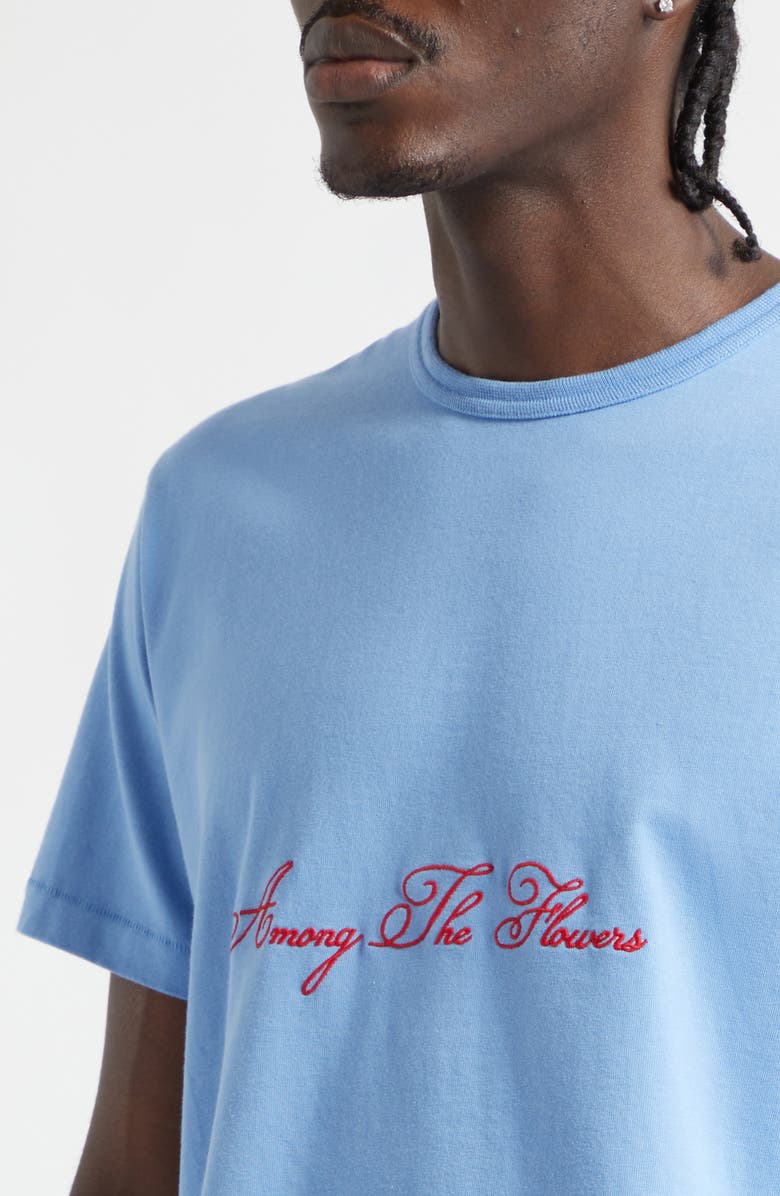 JW Anderson Among the Flowers Embroidered T-Shirt, Alternate, color, Pale Blue