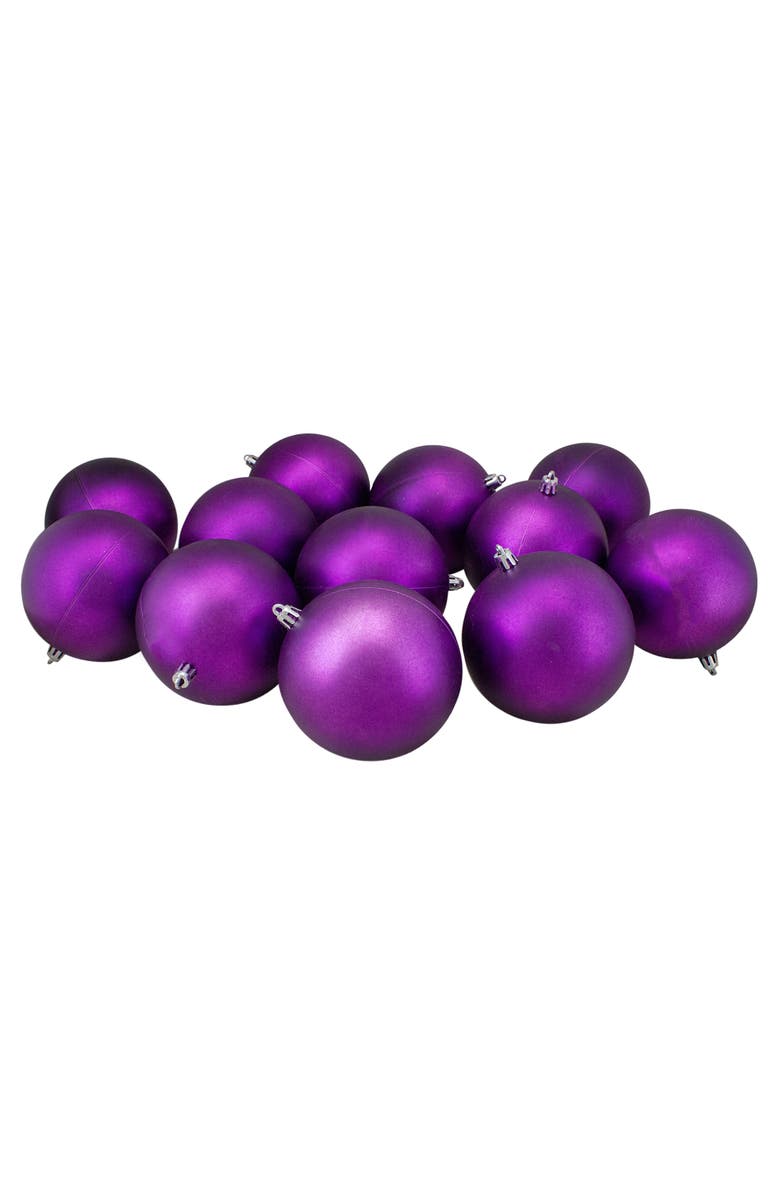 Northlight 12ct Matte Purple Shatterproof Christmas Ball Ornaments 4", Main, color, Purple