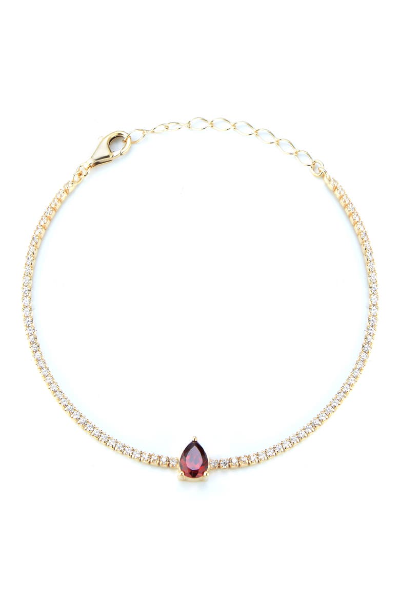 14K Gold Plated Sterling Silver Cubic Zirconia Tennis Bracelet, Main, color, GOLD/RED