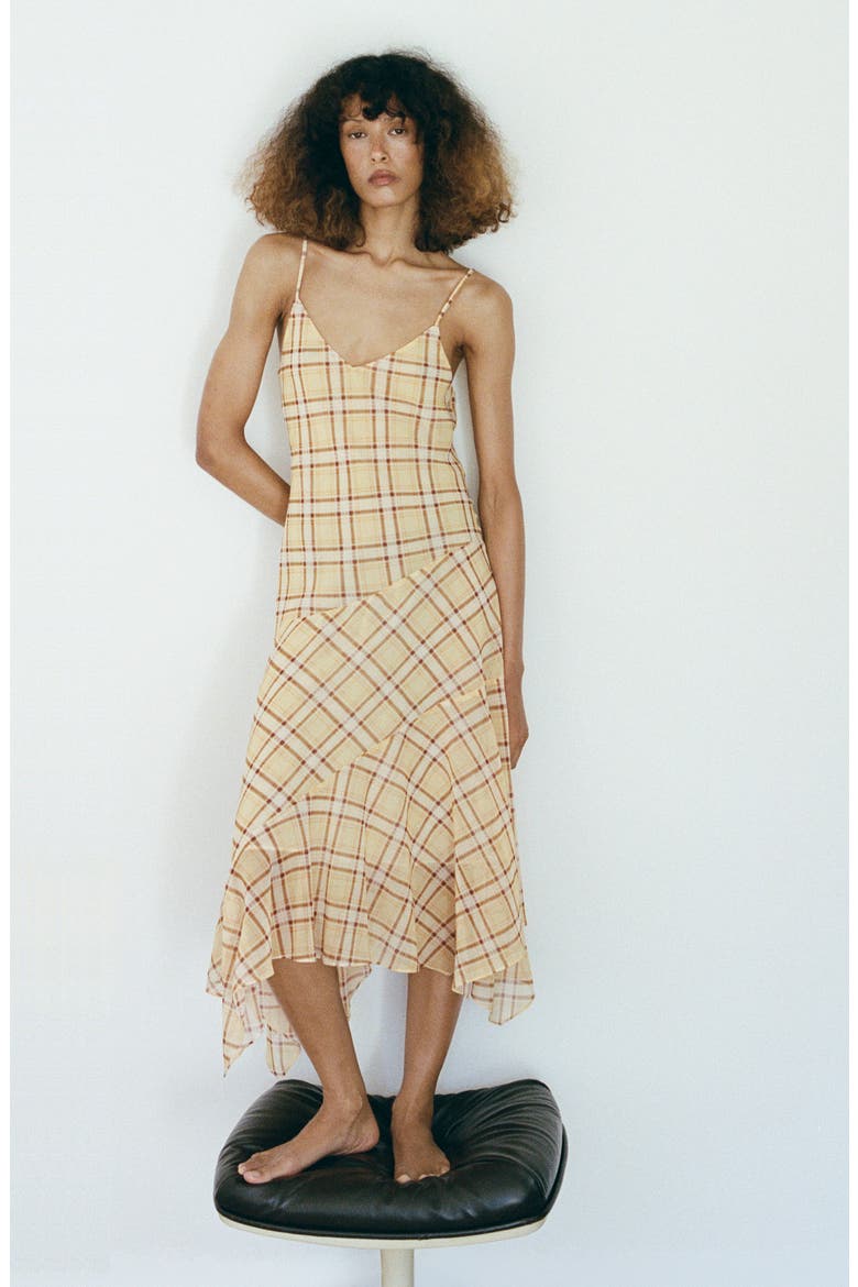 Glasgow Check Print Sundress, Alternate, color, PASTEL YELLOW