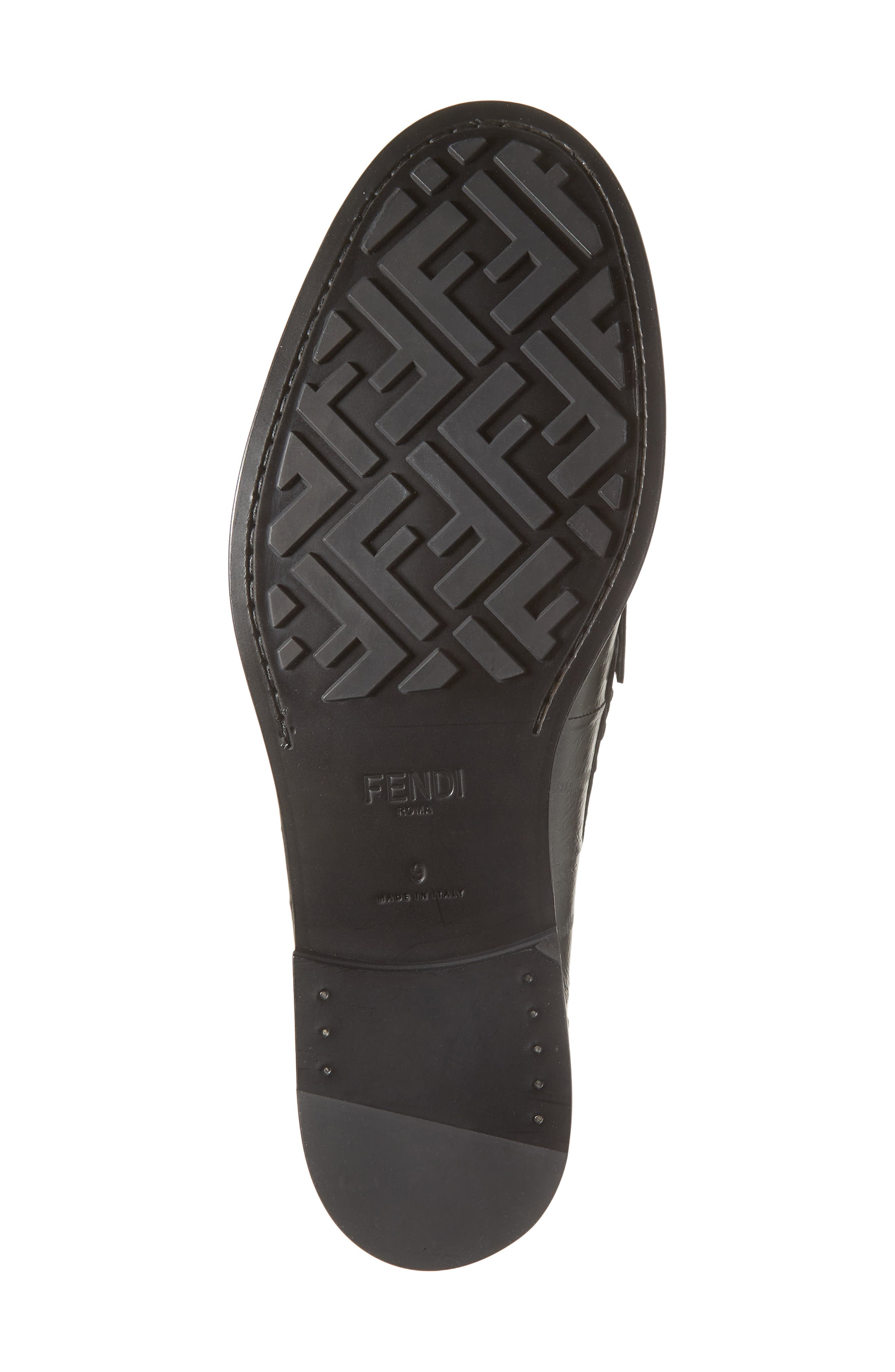 Fendi FF Metal Loafer, Alternate, color, Nero