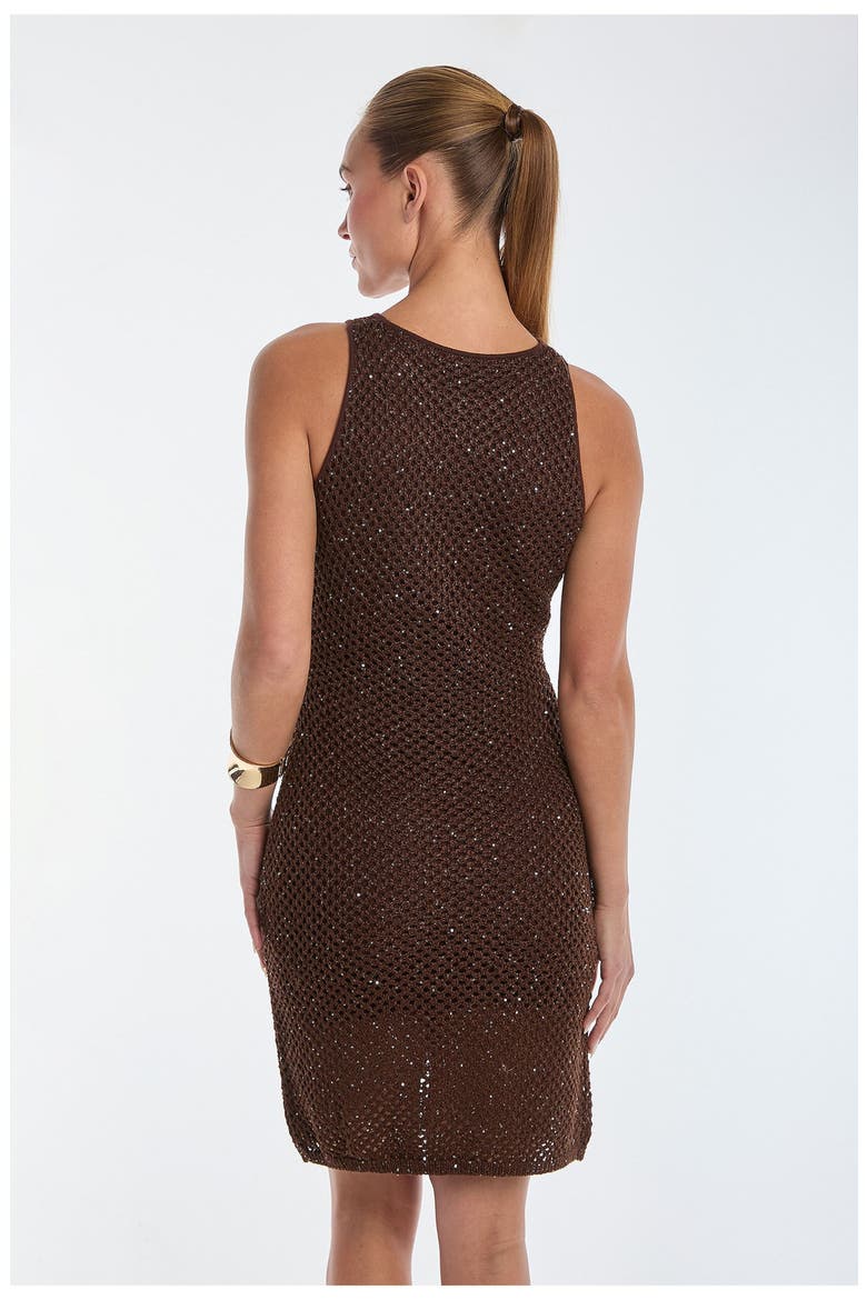 Seraphina Sequin Crochet Dress, Alternate, color, Espresso