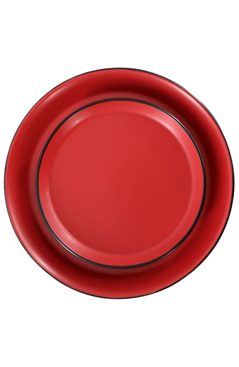 Elama Bacarra 16 Piece Stoneware Dinnerware Set, Alternate, color, Black