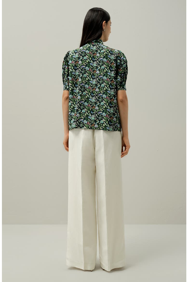Women's Puff-Sleeve Silk Blouse - Made With Liberty Fabric, Alternate, color, Fairytale Forest