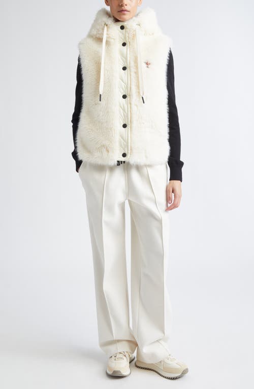 Moncler Grenoble Arve Faux Fur & Nylon Hooded Vest In White