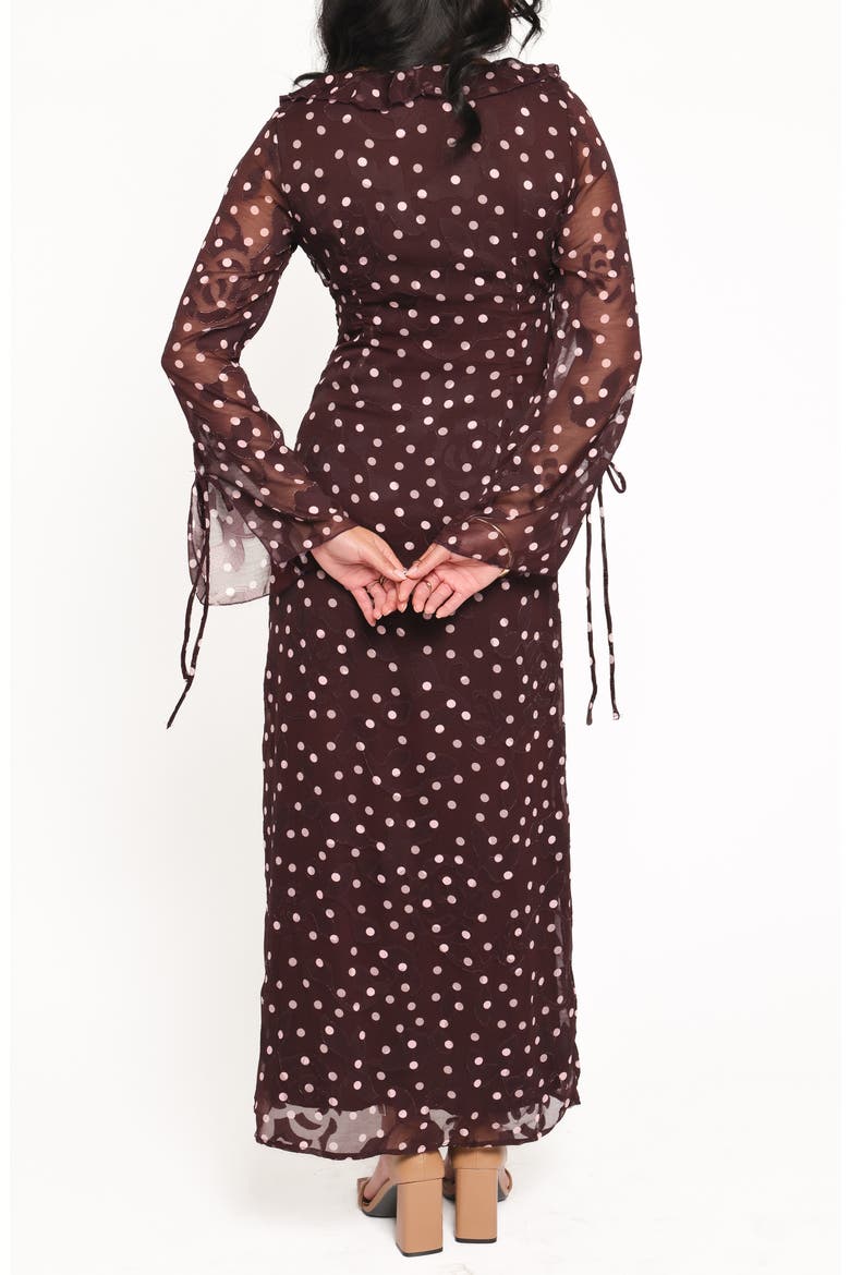 Delta Polka Dot Plunge Neck Maxi Dress, Alternate, color, PLUM POLKA DOT