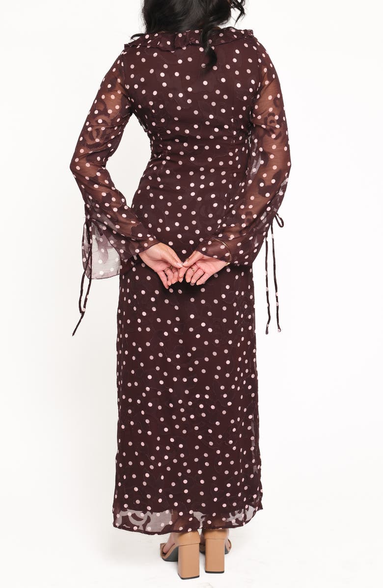 Petal & Pup Delta Polka Dot Plunge Neck Maxi Dress, Alternate, color, Plum Polka Dot