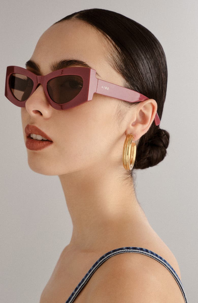 AIRE Electra 49mm Small Cat Eye Sunglasses, Alternate, color, Terracotta/Hazel Tint