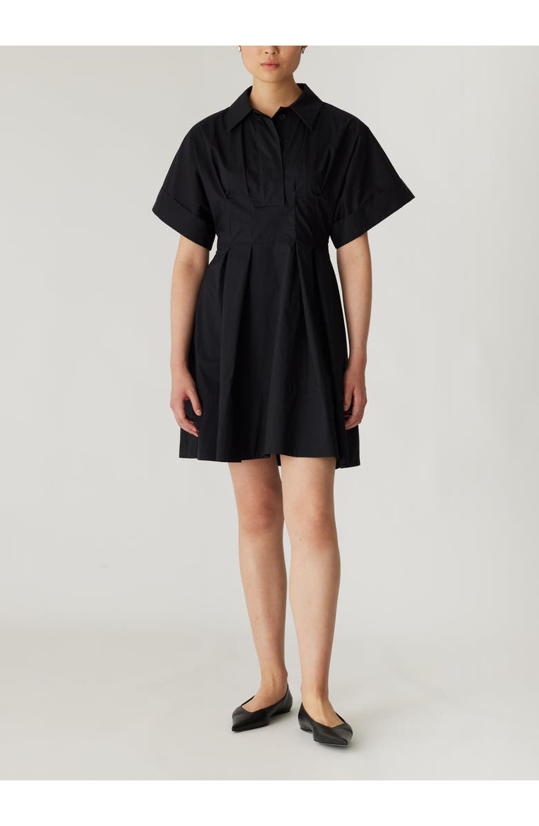 Rebecca Taylor Poplin Waisted Shirt Dress, Main, color, Black