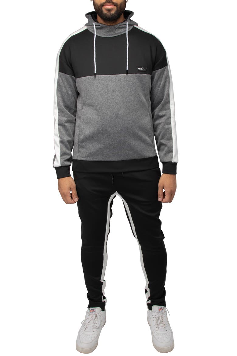 Colorblock Pullover Hoodie & Joggers, Main, color, BLACK/ WHITE