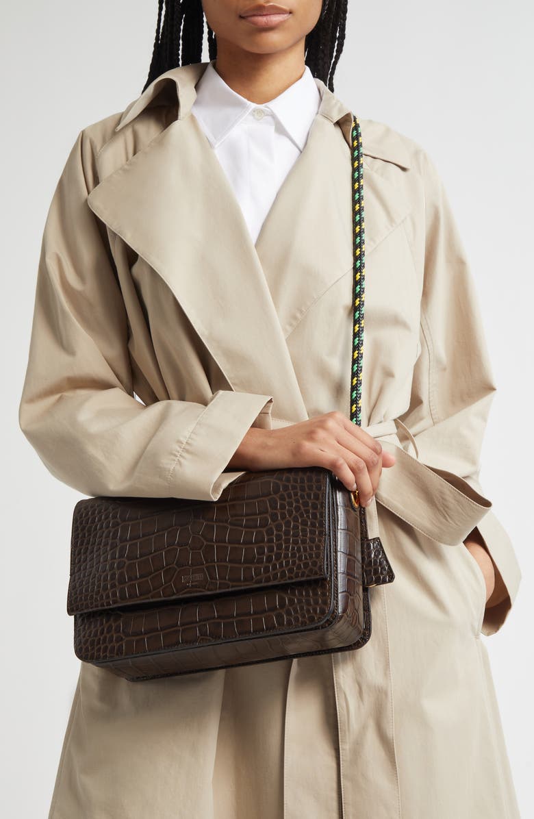 Moschino Braided Cord Leather Shoulder Bag, Alternate, color,