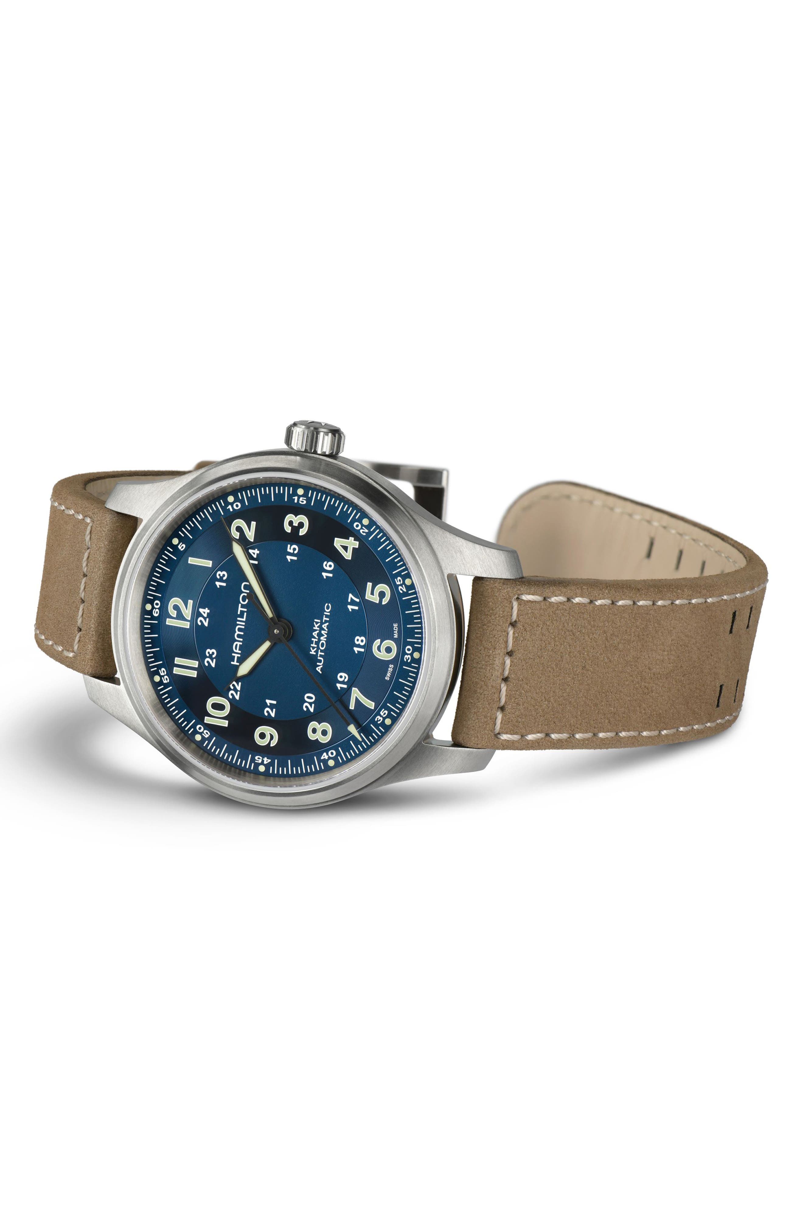 Hamilton Khaki Field Titanium Automatic Leather Strap Watch, 42mm
