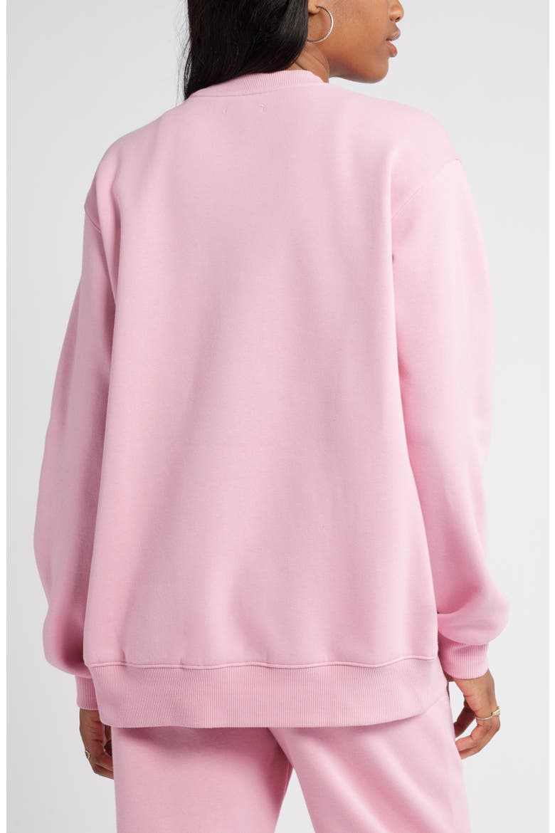 Fleece Detail Oversize Crewneck Sweatshirt, Alternate, color, PINK SHORE