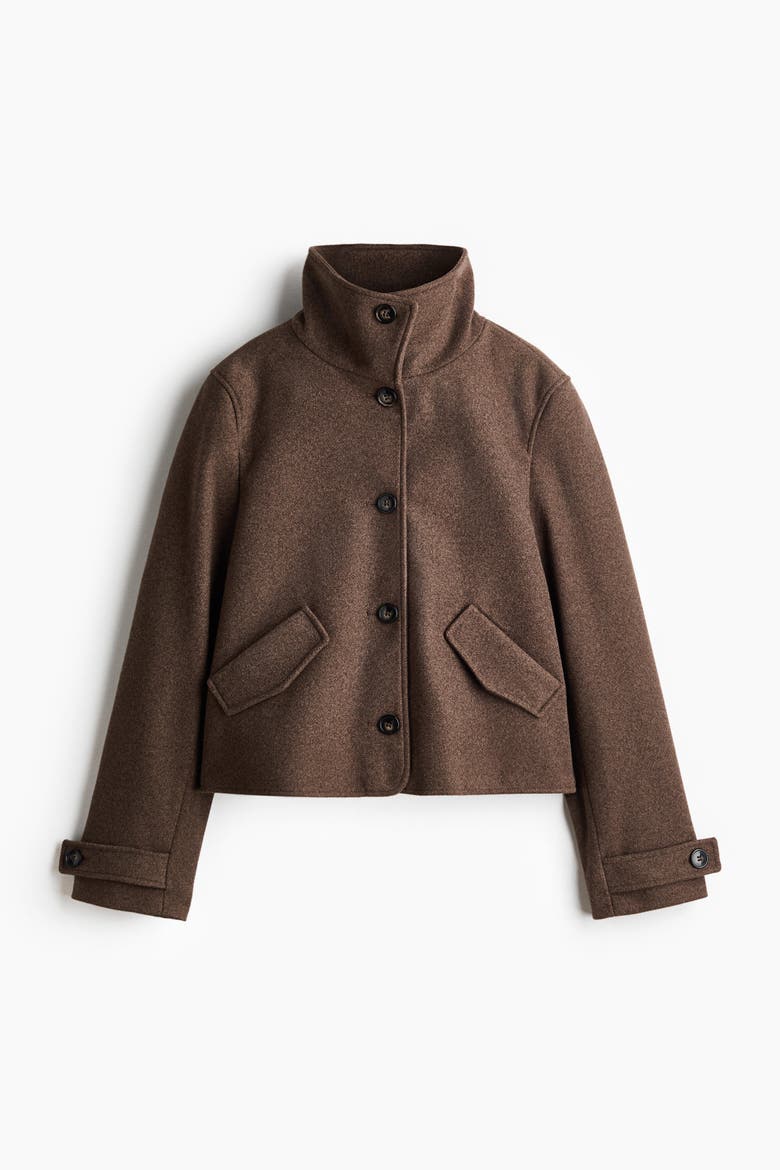 Short Funnel-Collar Jacket, Main, color, Dark taupe