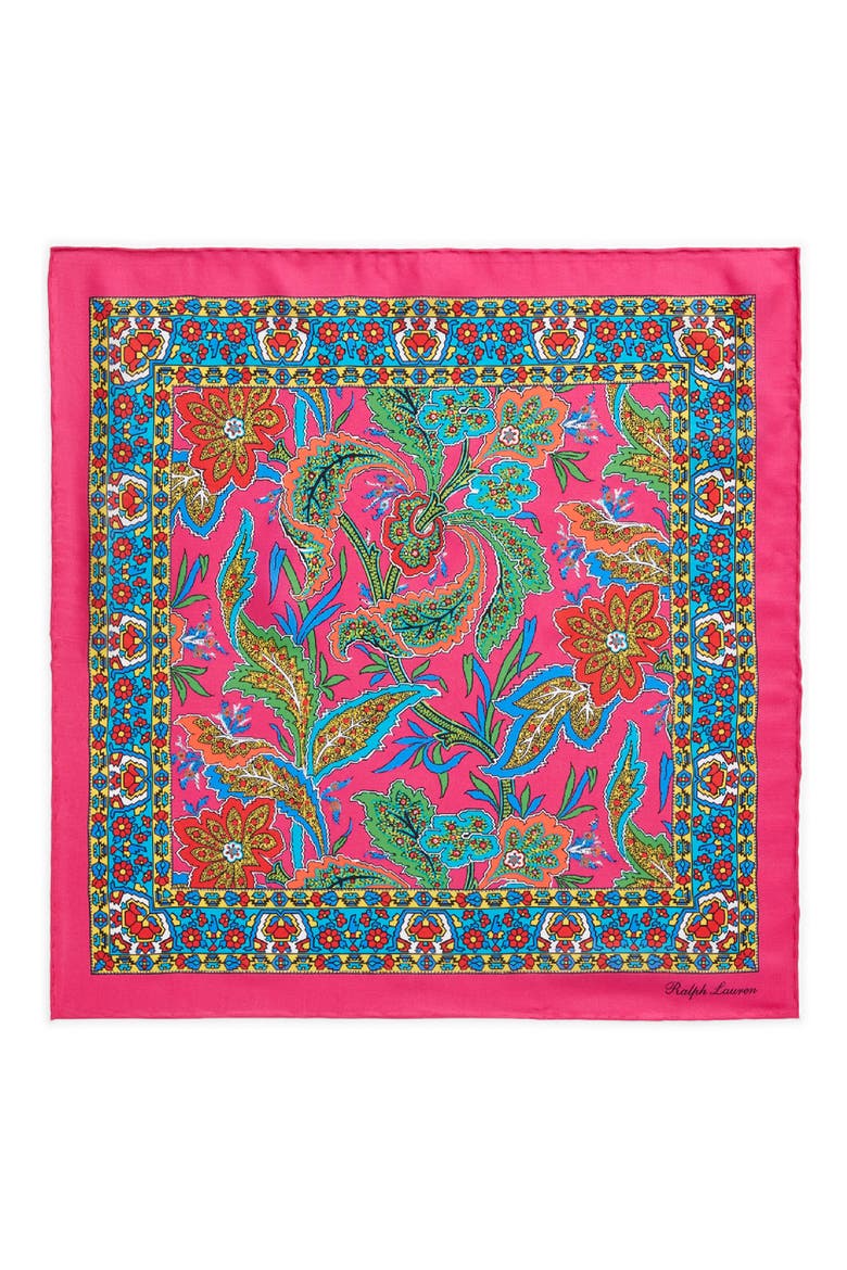Ainsley Choppa Print Silk Pocket Square, Alternate, color, PINK