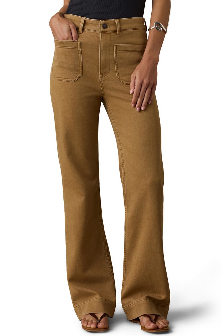 Patch Pocket High Waist Wide Leg Stretch Terry Pants, Main, color, ELK BROWN