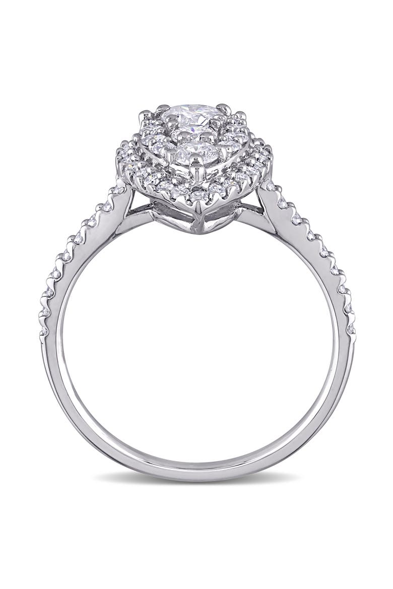 Diamond Composite Pear Halo Ring 10k, Alternate, color, 10k White Gold