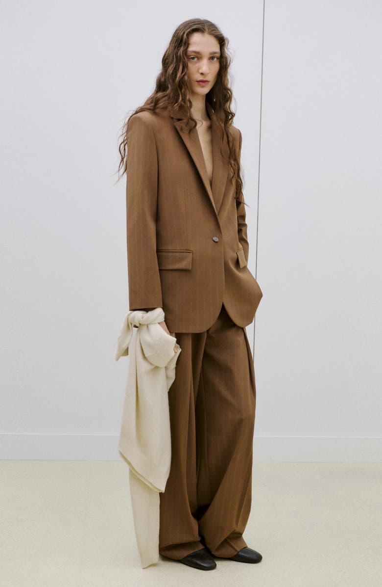 MANGO Pantalon Systeck Pleated Wide Leg Pants, Alternate, color, Caramel