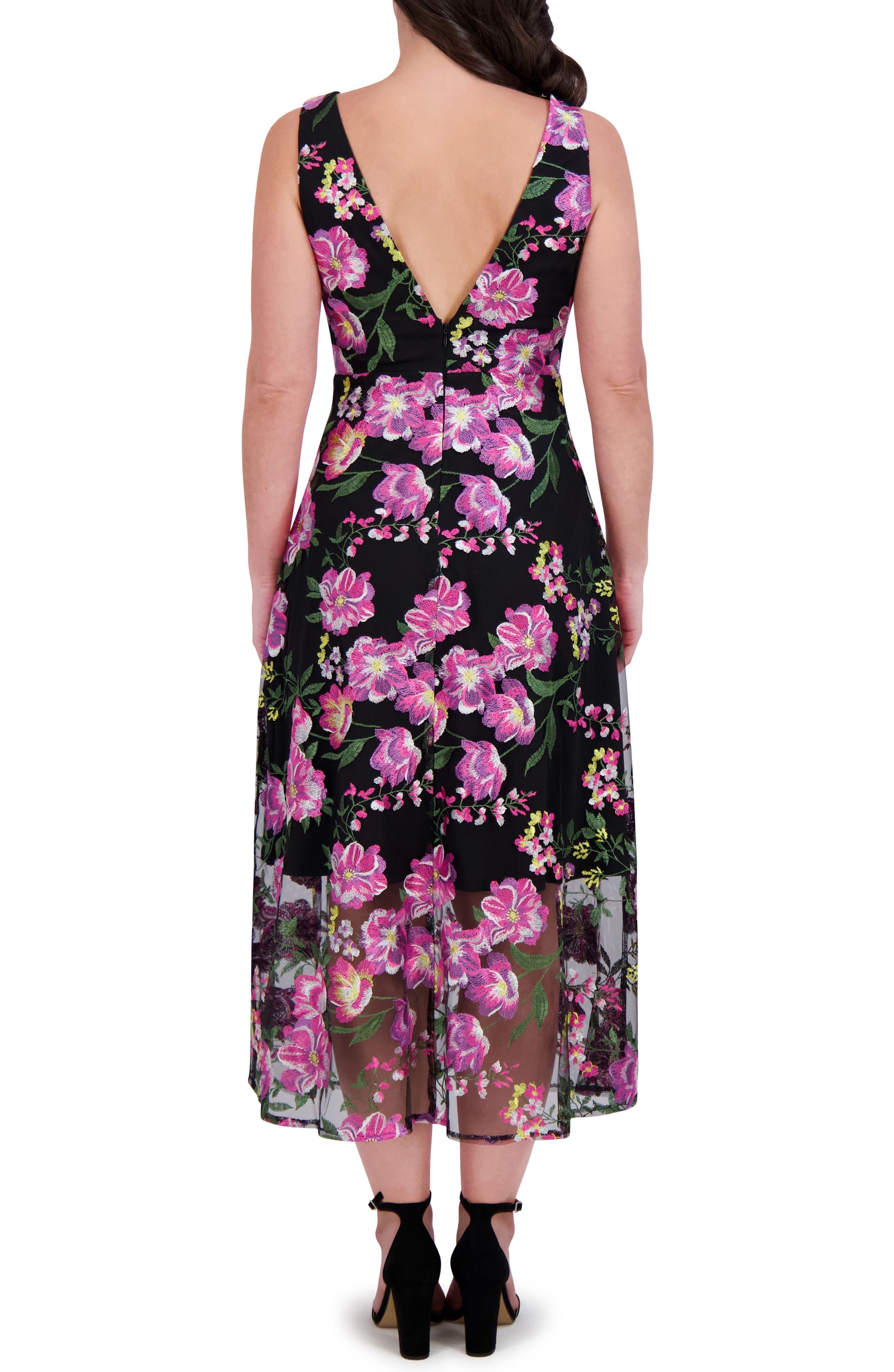 Embroidered Mesh Midi Dress - image 2
