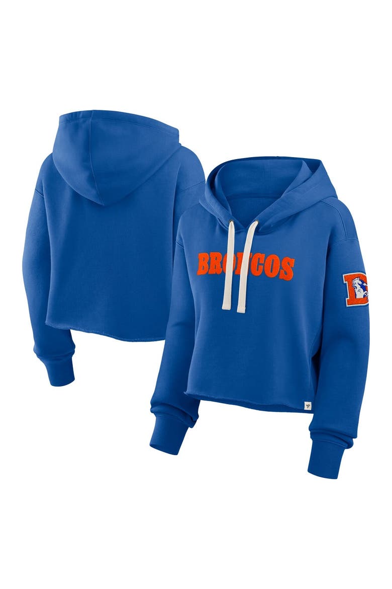 Women's Fanatics Royal Denver Broncos Oversized Hometown Heritage Cropped Hoodie, Main, color, Royal