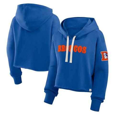 Women's Fanatics Royal Denver Broncos Oversized Hometown Heritage Cropped Hoodie