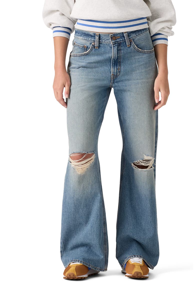 Middy Distressed Loose Bootcut Jeans, Main, color, YELLOW FLAG