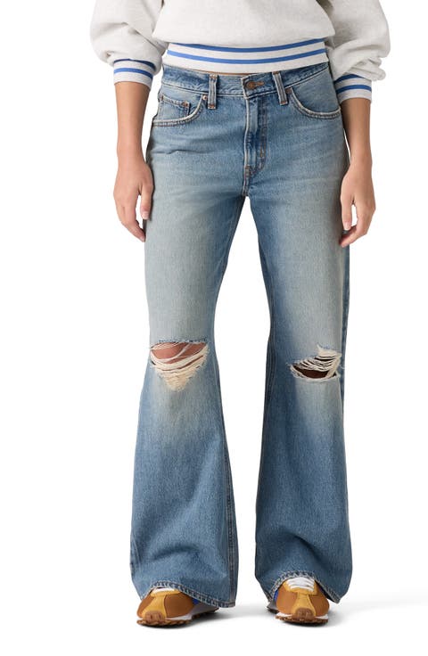 Middy Distressed Loose Bootcut Jeans