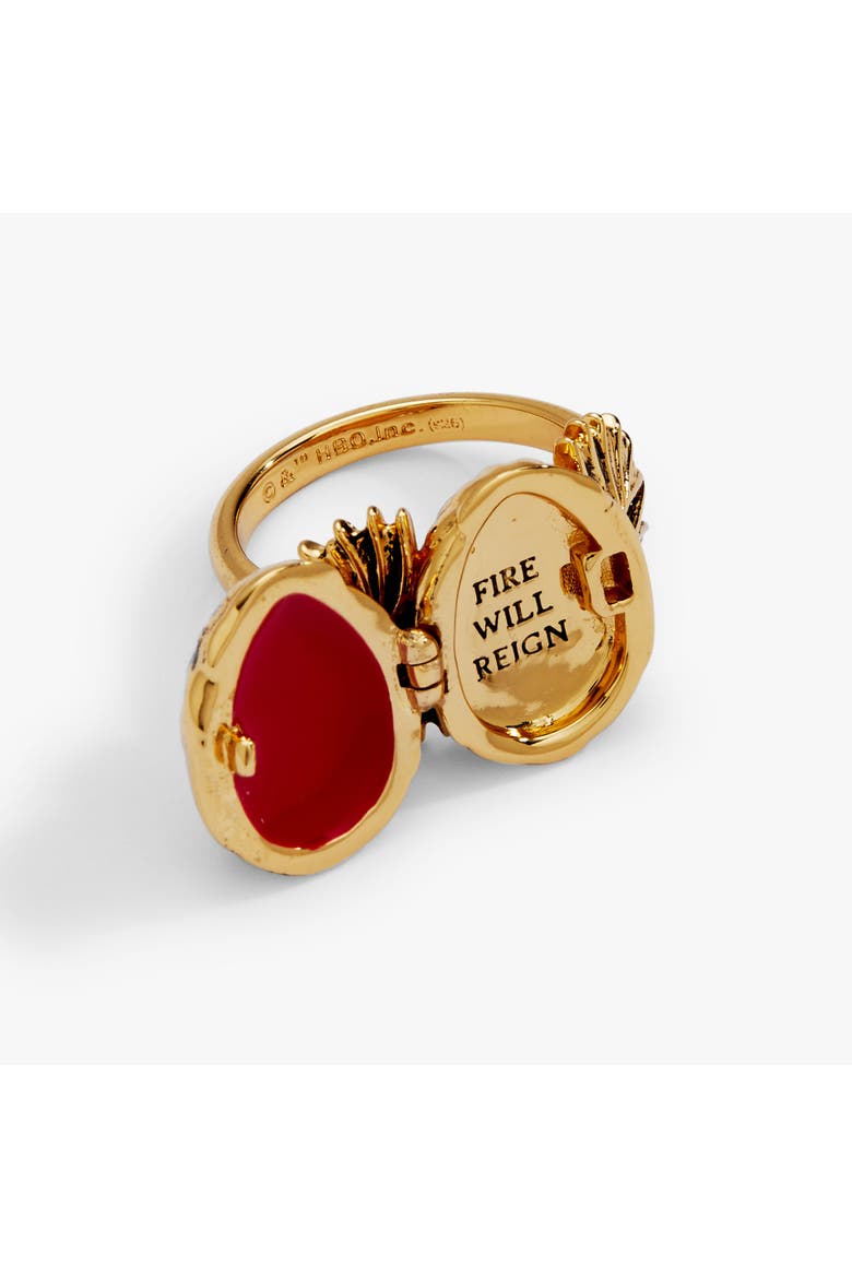 House of the Dragon 'Fire Will Reign' Dragon Egg Locket Ring, Alternate, color, Gold