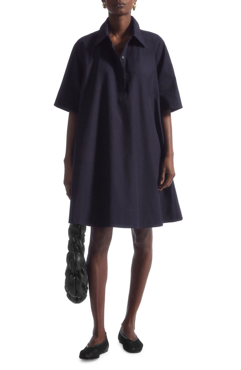 COS A-Line Cotton Shirtdress, Main, color, Blue