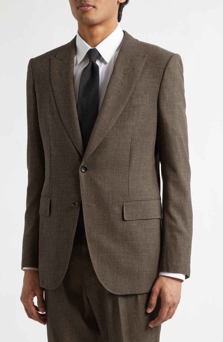 TOM FORD Fresco Mohair, Wool & Linen Blend Blazer, Alternate, color, Khaki Brown