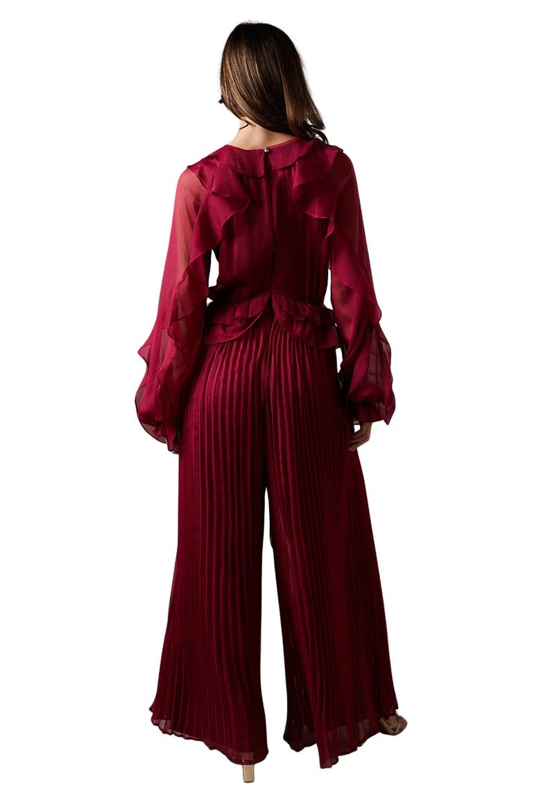 Soft Chiffon Frill Jumpsuit, Alternate, color, Berry