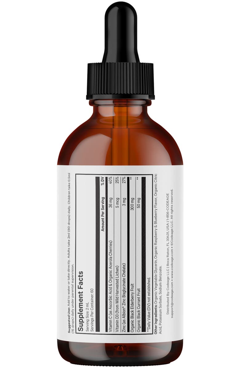 Codeage Black Elderberry Syrup Supplement for Kids & Adults, Alternate, color, White