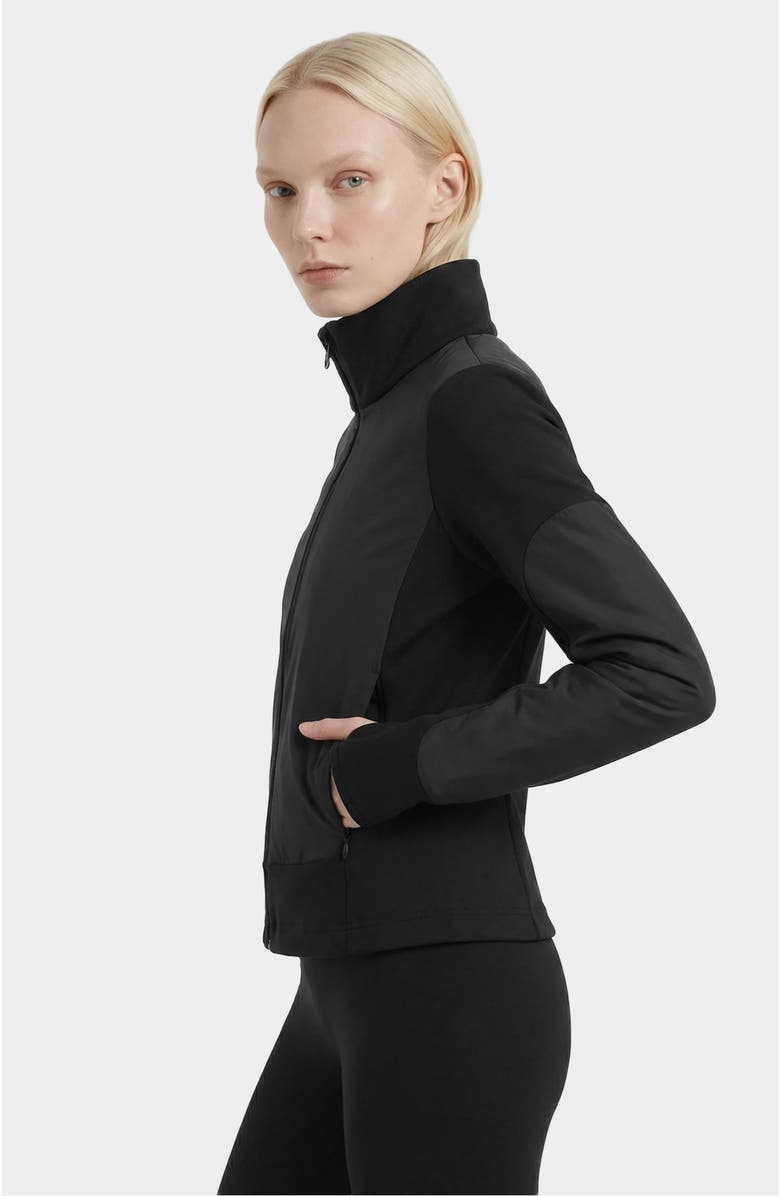 Rudsak Granada Zip-up Mixed Media Sweater Jacket, Alternate, color, Black