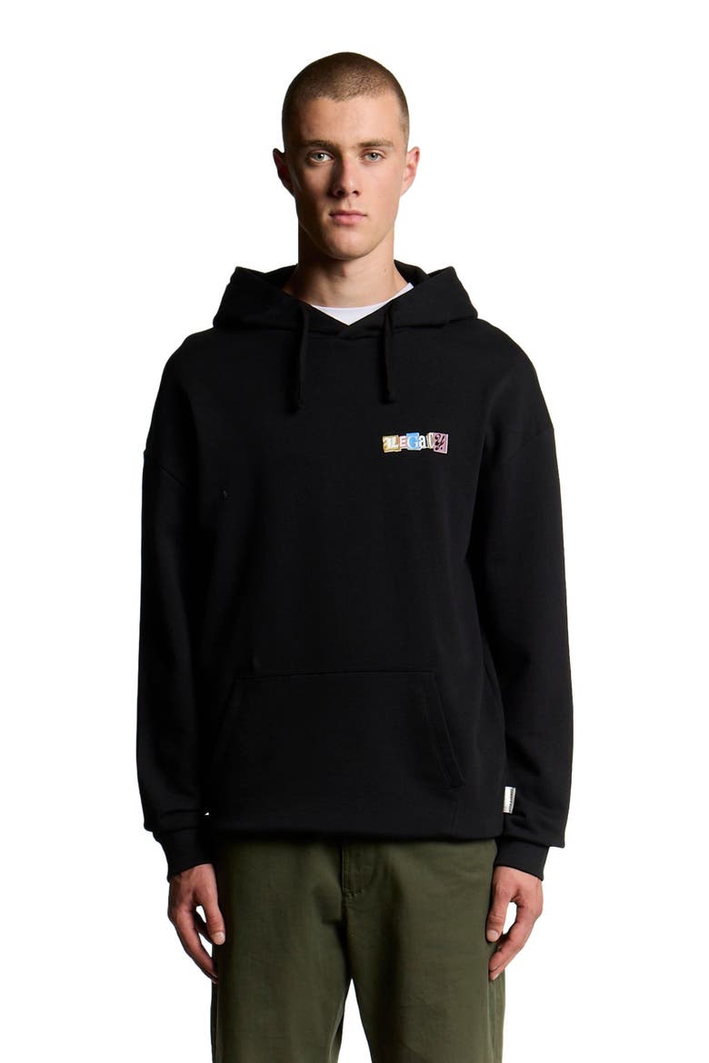Bold Letters Long Sleeve Graphic Hoodie, Alternate, color, Jet Black
