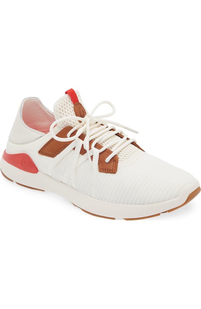 OluKai Mio Li Sneaker, Main, color, Bright White / Red Lava