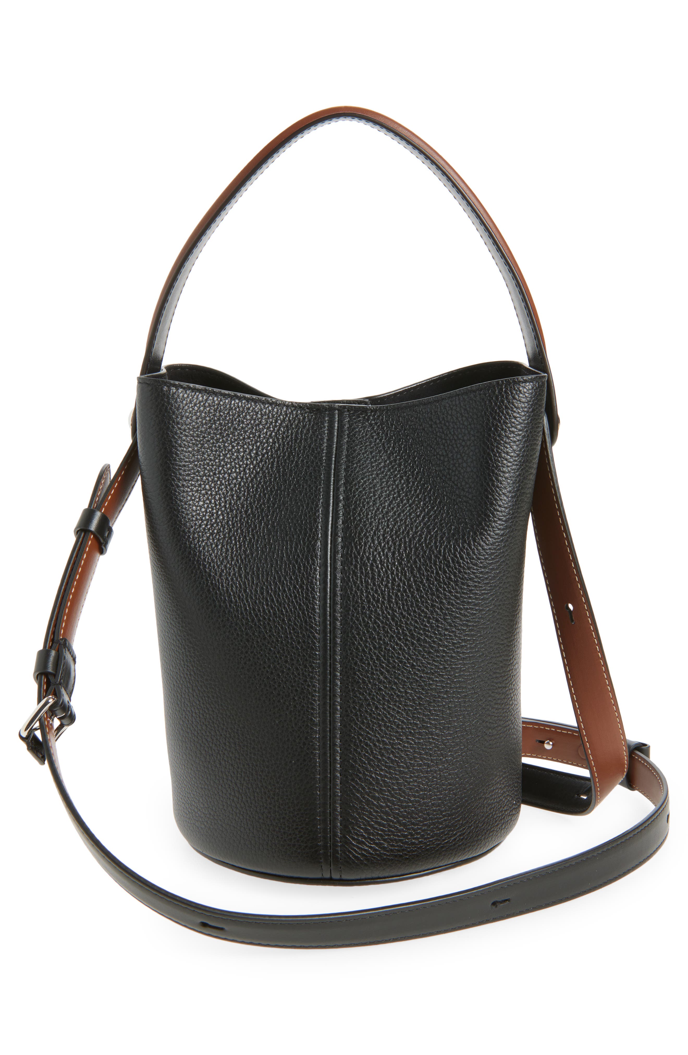 Maison Margiela Dress-Age Leather Bucket Bag, Alternate, color, Black/ Chestnut/ Black