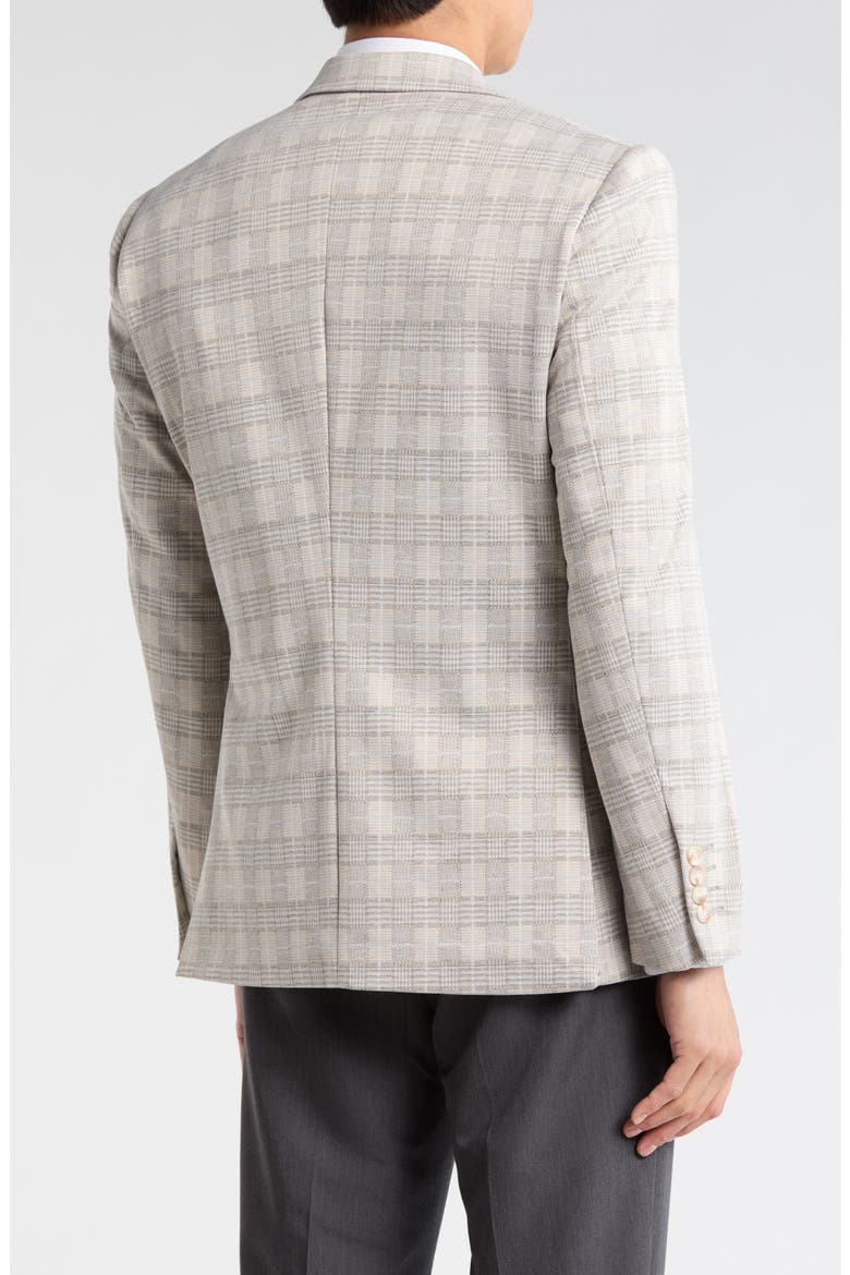 Slim Fit Plaid Cotton Blend Blazer, Alternate, color, BEIGE