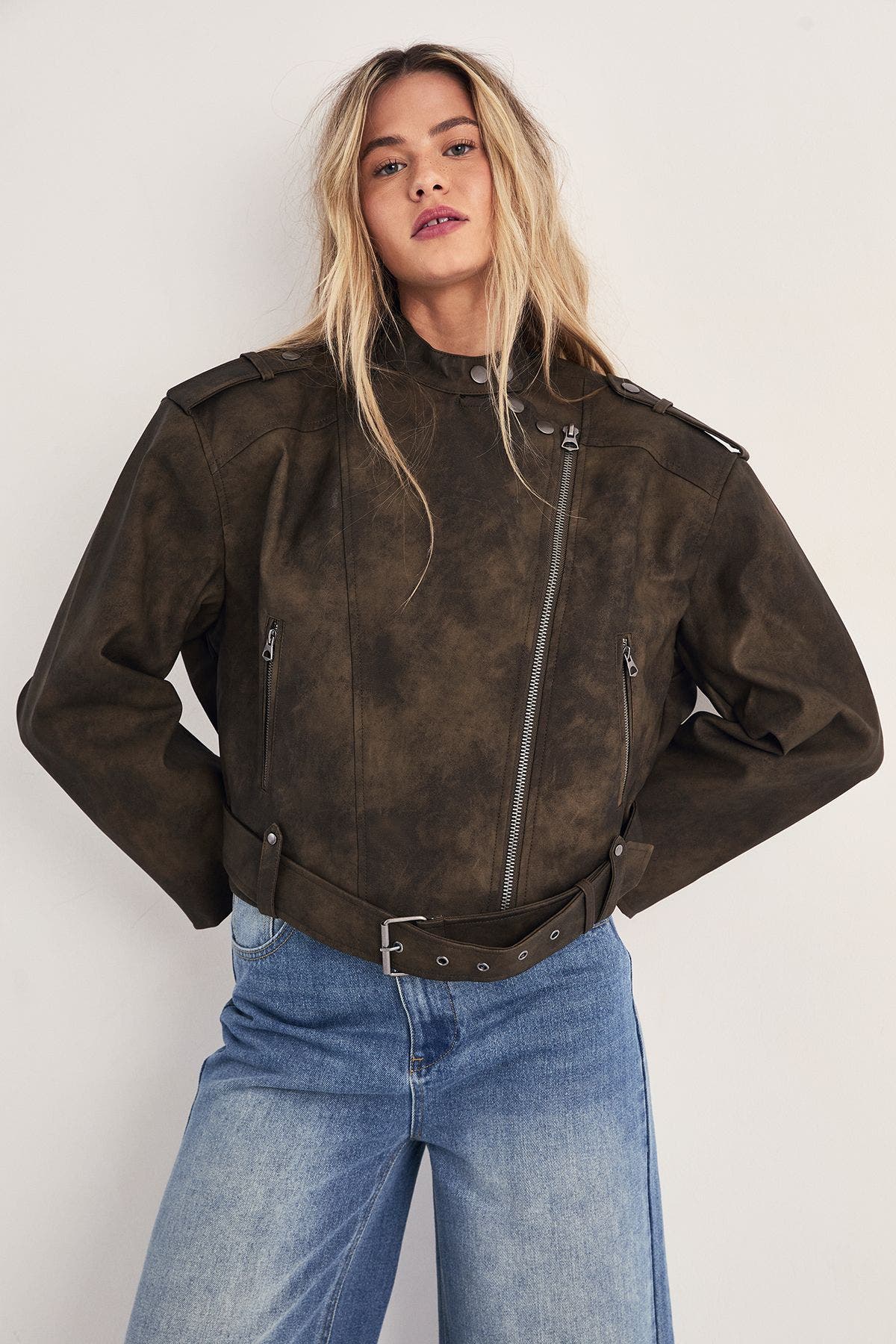 Cropped Biker Jacket - image 2