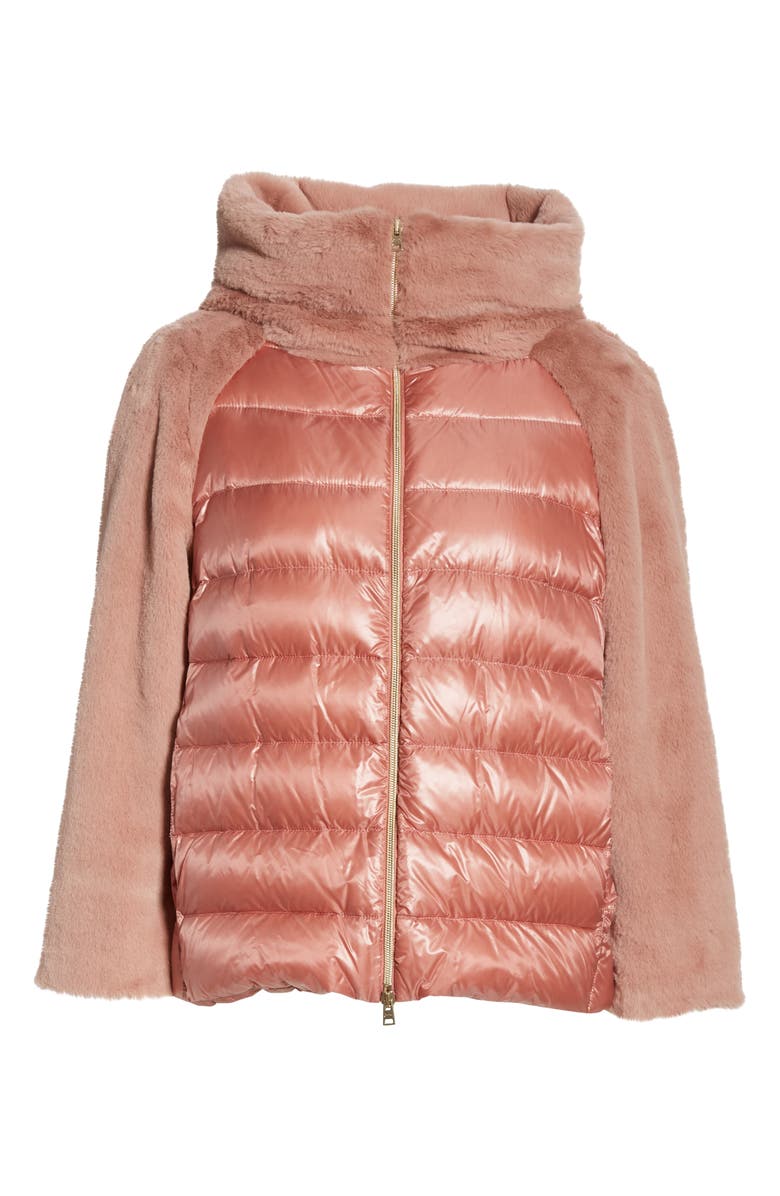 Herno Quilted Down Nylon & Faux Fur Puffer Jacket, Alternate, color, 