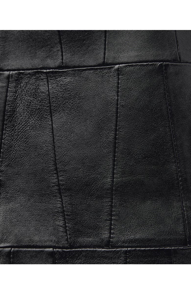 MANGO Patchwork Leather Shopper Bag, Alternate, color, Black