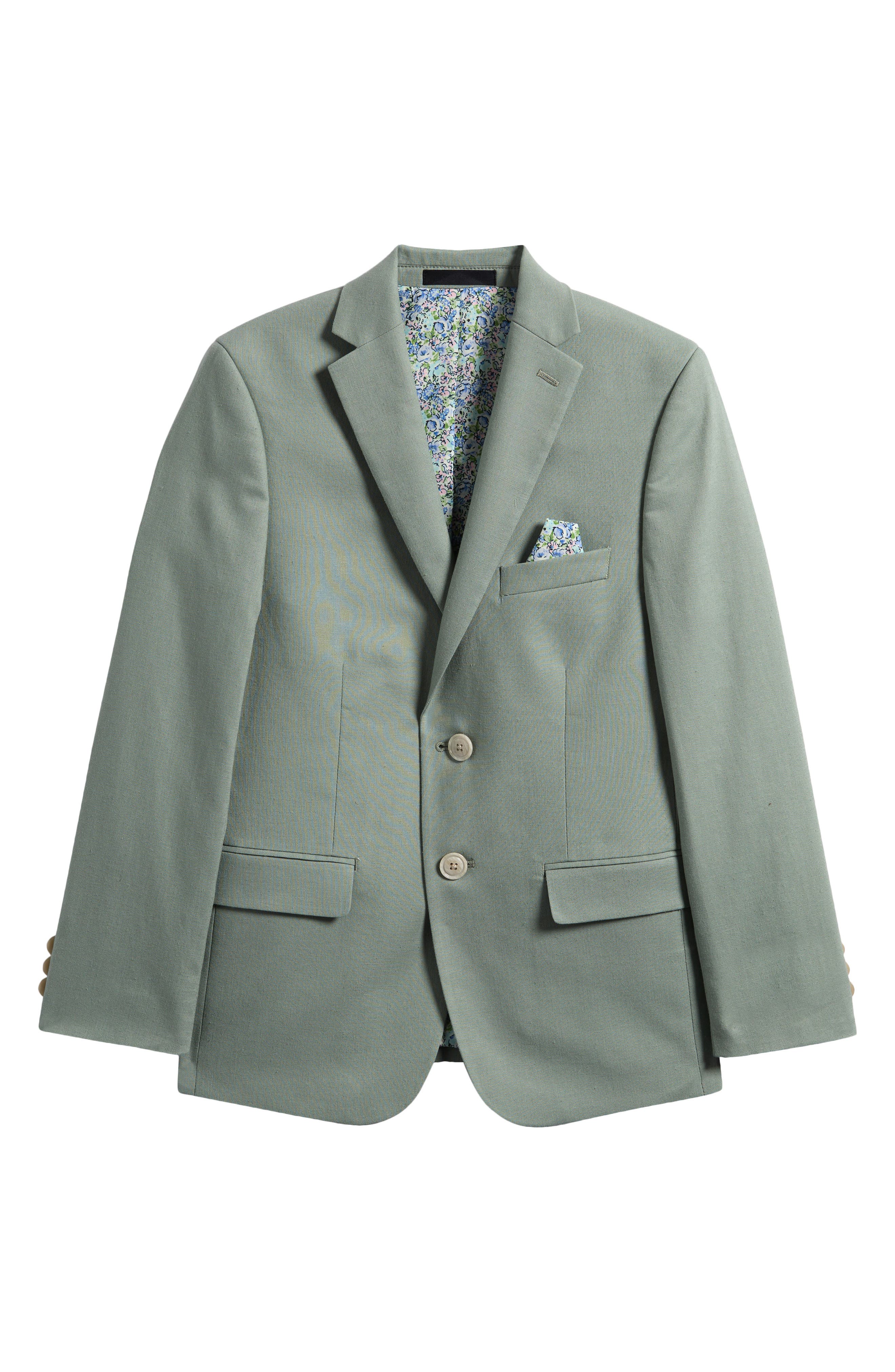 Tallia Kids' Solid Green Linen Blend Sport Coat